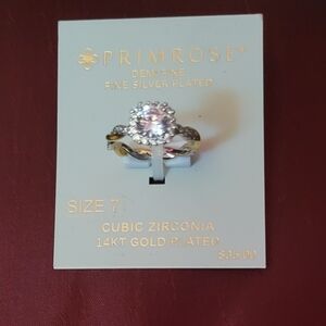 Fine Silver and 14kt Gold Plated Cubic Zirconia Ring